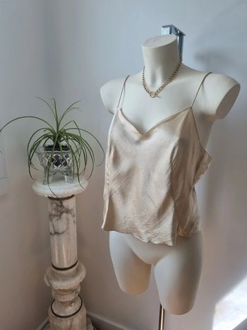 Top 100 % soie doré vintage