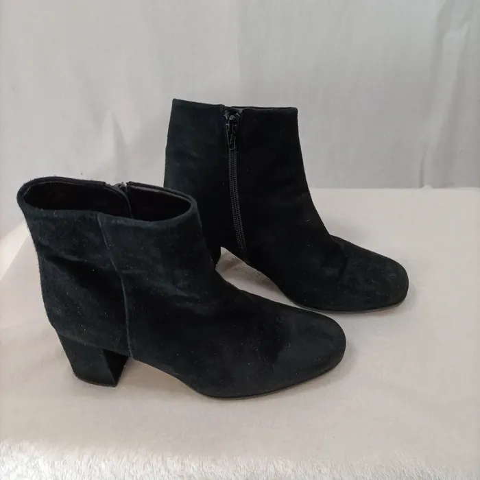 Boots croûte de cuir Noir - Unisa - Taille 36 bottines femme noir, talon 6,5cm élégantes - photo numéro 5