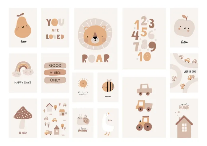 Affiches “Doux Univers Bébé” pour chambre enfant - photo numéro 3