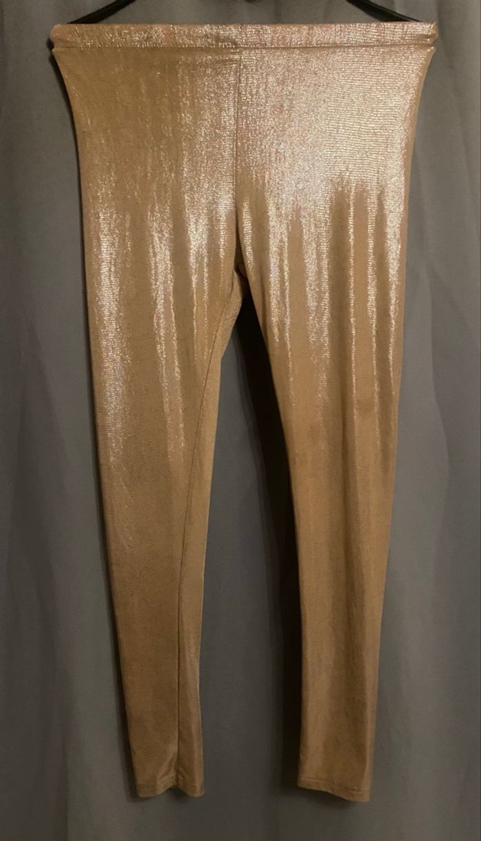 Legging doré brillant reflets roses