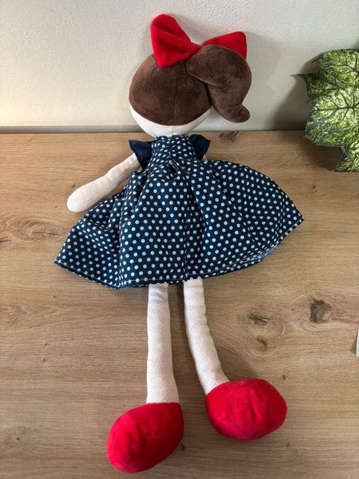 Doudou poupée fille robe bleue à pois jemini - photo numéro 3