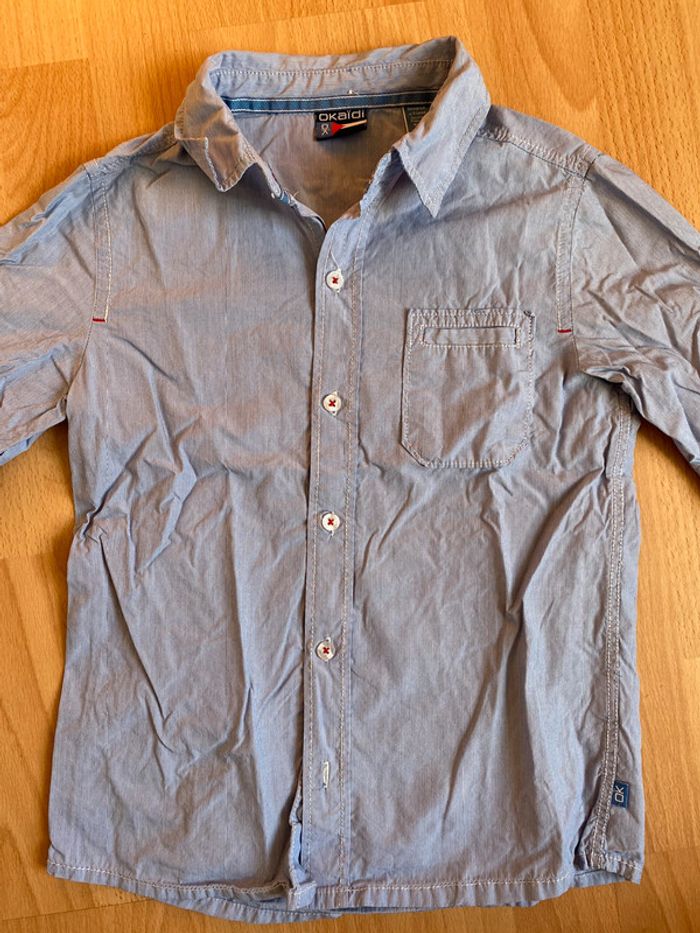 Jolie chemise bleue manches 3/4 Okaïdi T. 8 ans/126 cm garçon TBE - photo numéro 3