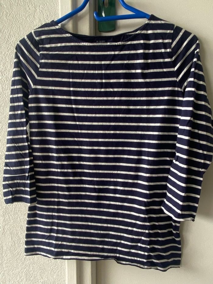 Pull fin marin en coton kiabi taille S/M TBE - photo numéro 2