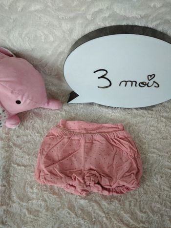 Short velours à pois doublé Fille 3 mois Kiabi