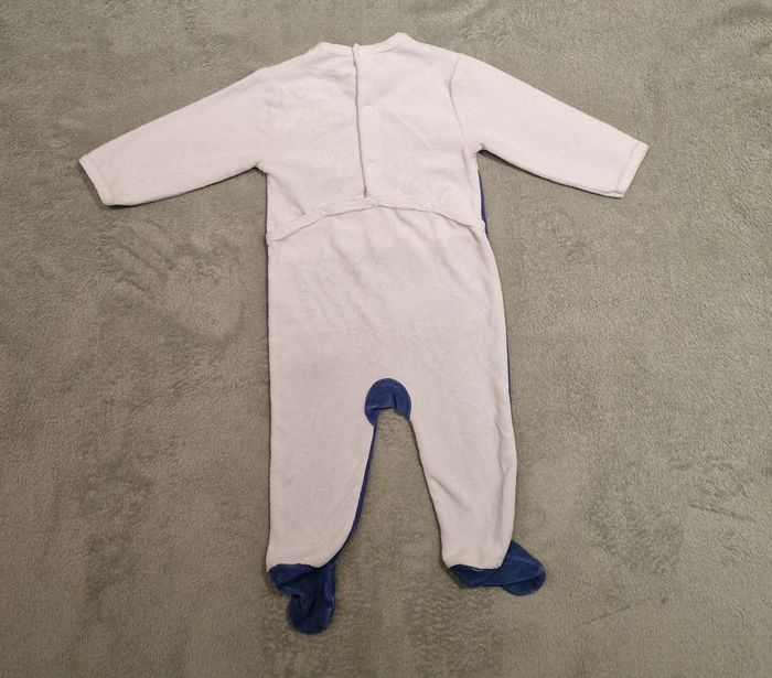 Pyjama velours bleu et blanc Mes petits cailloux 9 mois, très bon état - photo numéro 2