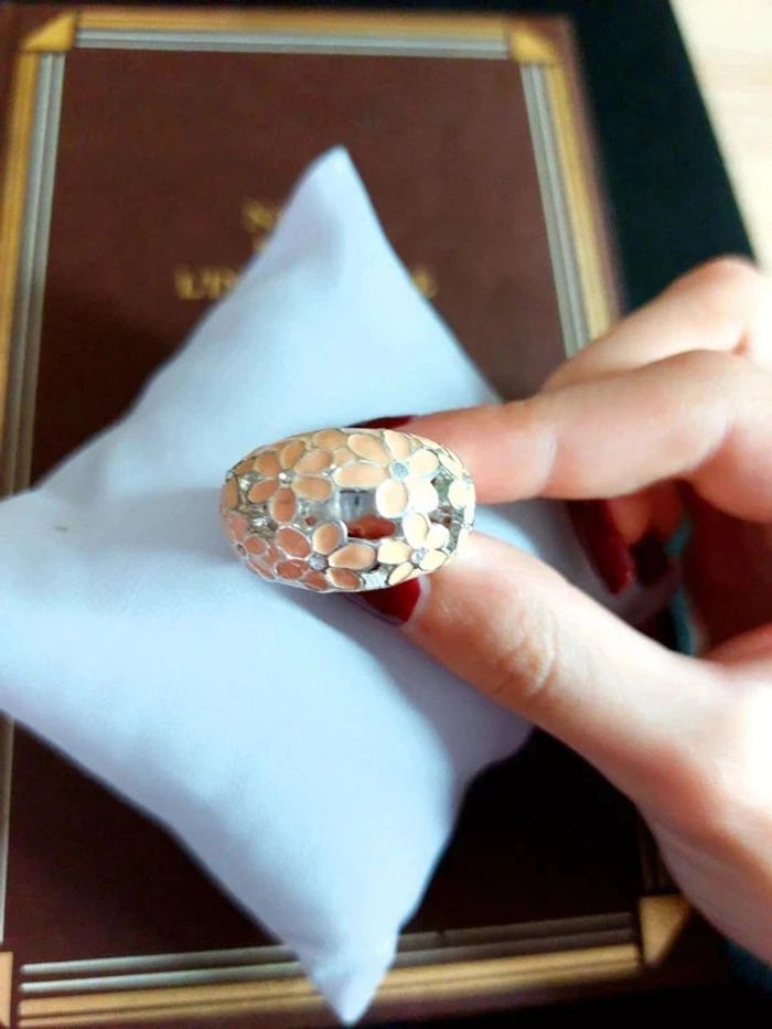 Magnifique bague fleurs rose et argenté - photo numéro 5