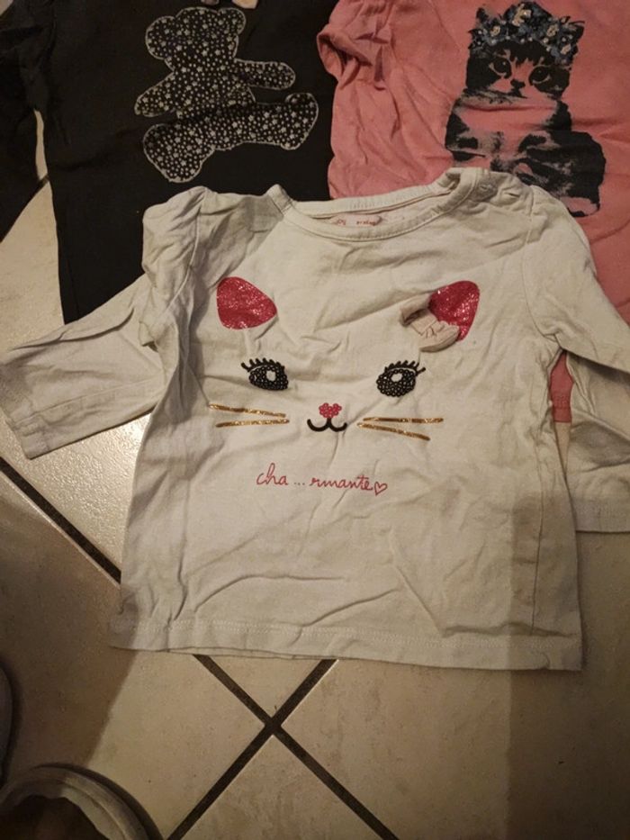 Lot t-shirts ML 12 mois - photo numéro 2