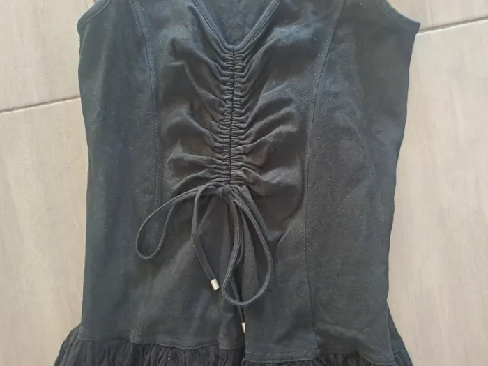 Robe longue bi matiere couleur noir Marque Garella Forever - photo numéro 5