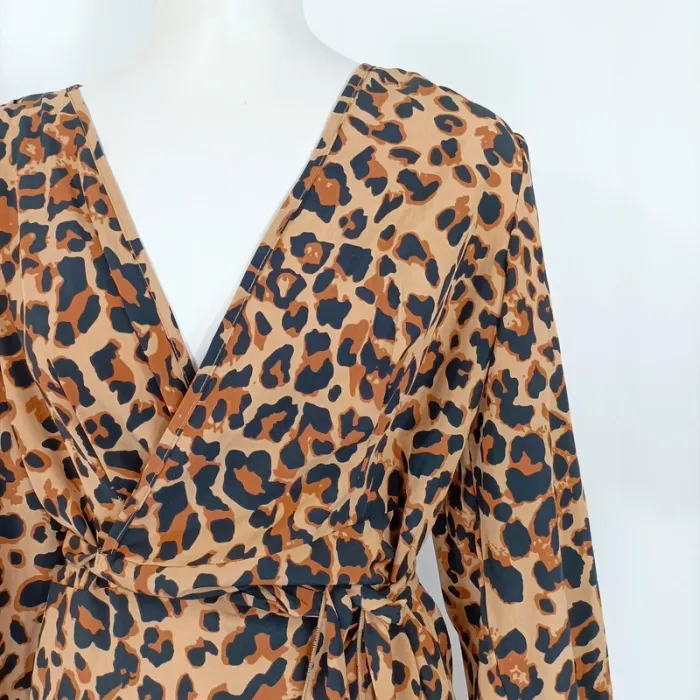 Robe Léopard, robe portefeuille - à nouer, taille fine - robe d'été longue couverte A397 - photo numéro 4