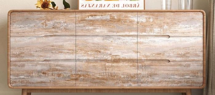 Lot 2 rouleaux papier peint autocollant mur et meuble chambre salle de bain bois marron gris - photo numéro 3