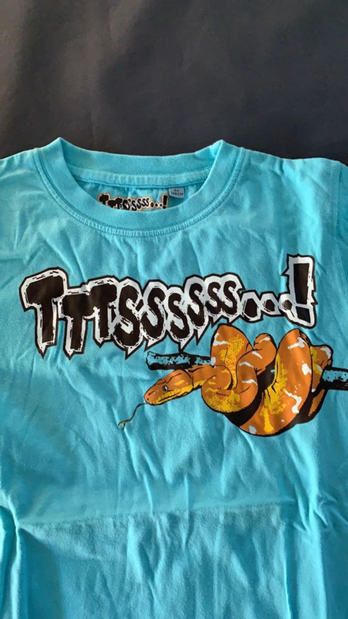 Tee Shirt bleu clair 8 ans Serpent Ttssss - photo numéro 2