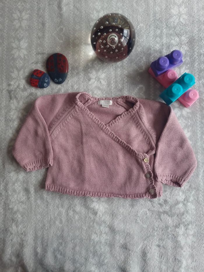 Gilet rose cache-coeur manches longues