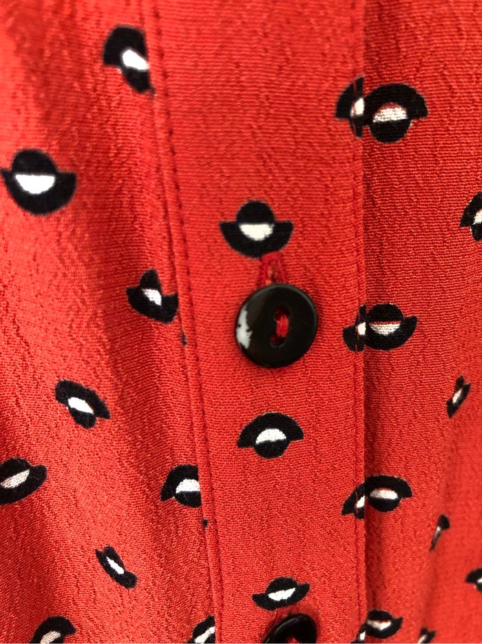 Robe longue orange à motifs noir et blanc - Sinéquanone - L - photo numéro 7