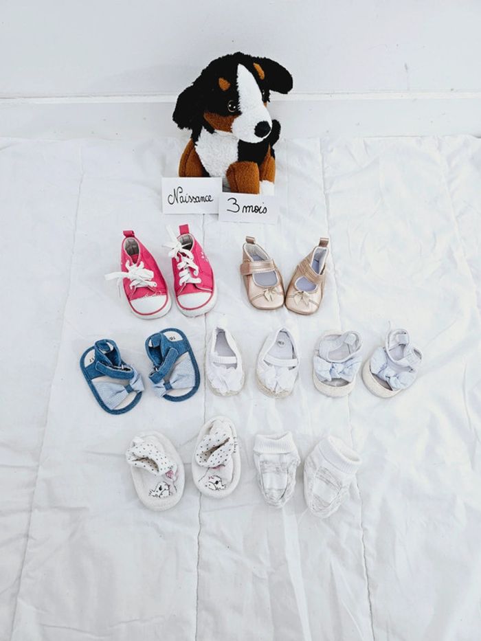 Lot de 7 paires de chaussures sandales chaussons bébé fille 0 à 3 mois dès la naissance
