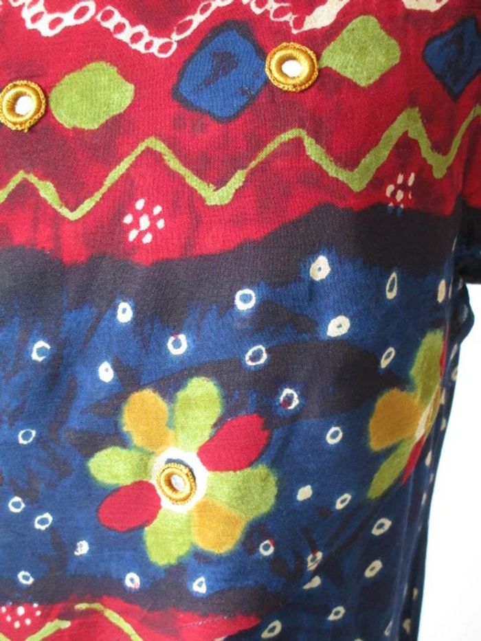 Robe longue vintage marine imprimée 38/40 TBE - photo numéro 4