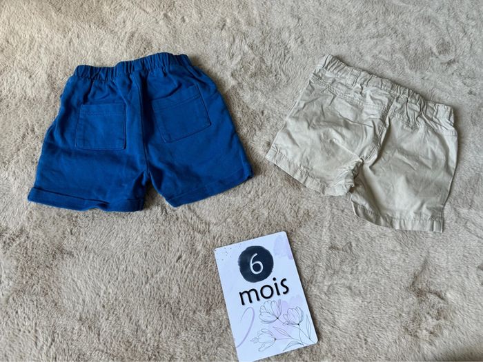 Lot de 2 shorts 1 beige et 1 bleu 6 mois - photo numéro 4