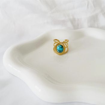 Bague dorée en acier inoxydable et pierre turquoise