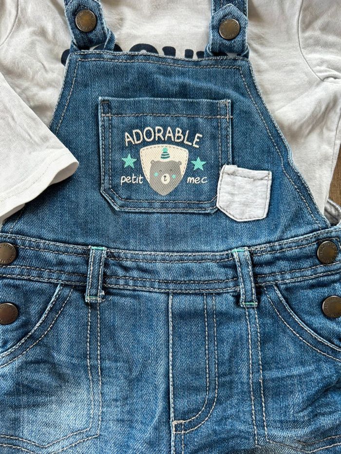Ensemble salopette et t-shirt manches longues 9 mois - photo numéro 2