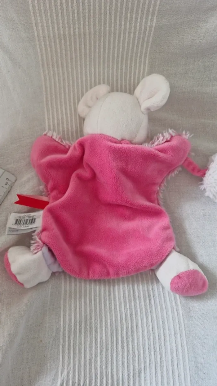 Doudou marionnette souris rose lovely - photo numéro 4
