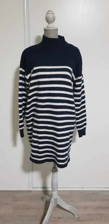 Robe pull marinière d'hiver chaude