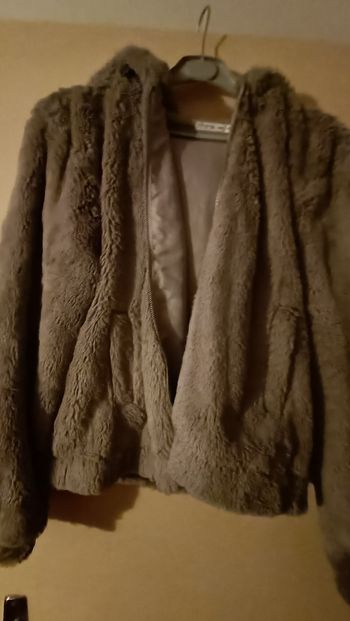 Veste fausse fourrure couleur gris