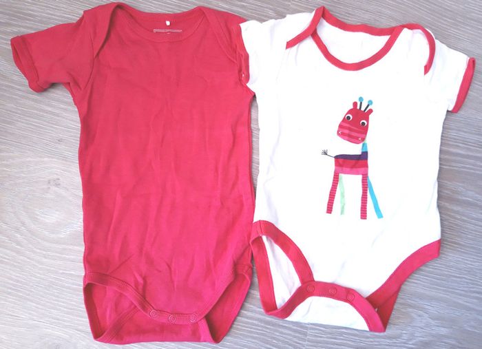 2 Bodies manches courtes fille 18-24 mois