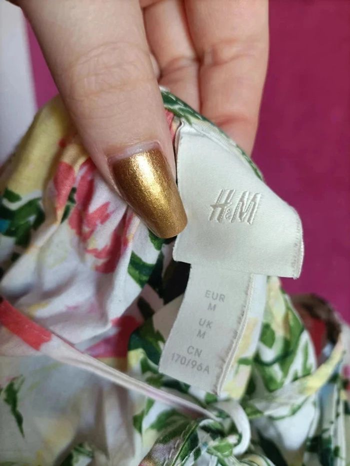 Robe maxi vaporeuse manches longues bouffantes style bohème à fleurs H&M taille M - photo numéro 9