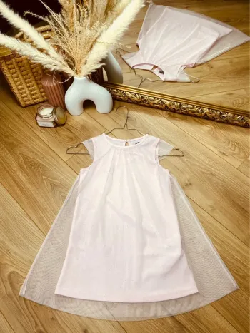 Taille 3 ans robe de cérémonie fille InExtenso rose pâle * tulle scintillant * 🩷