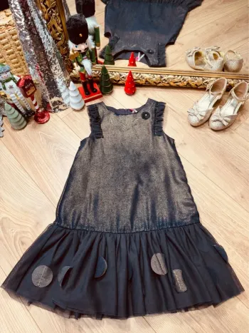 Taille 6 ans robe fête fille Orchestra bleue marine doré * scintillante * 🎄