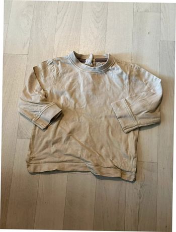 T-shirt beige marron manches longues 12 mois kitchoun