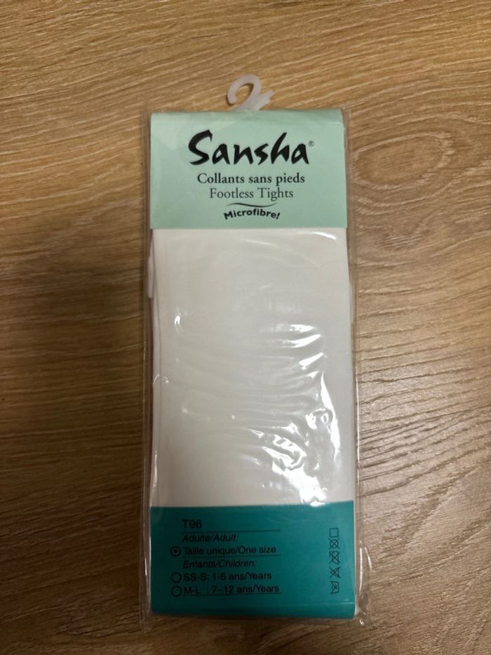 Collants Sansha blanc sans pieds