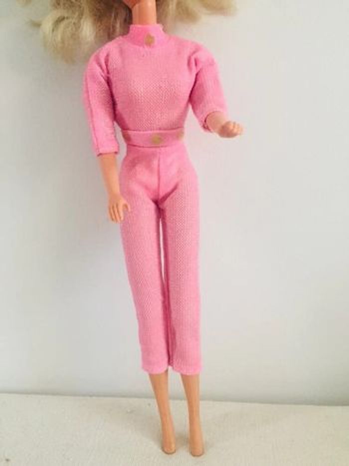 Tenue barbie combinaison lurex rose vintage - photo numéro 3
