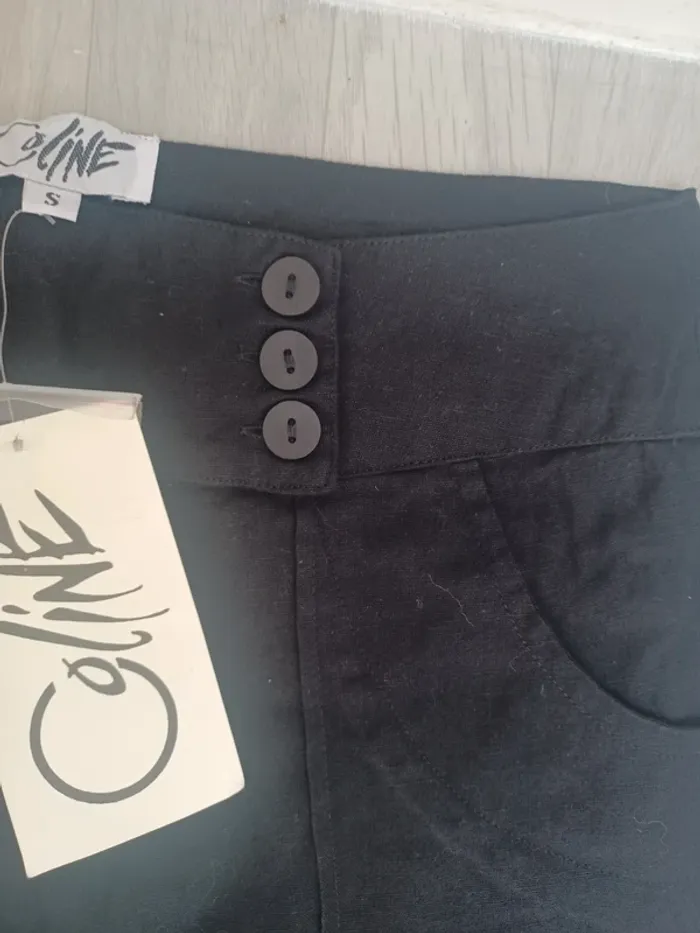 Pantacourts noir en lin et coton femme - photo numéro 6