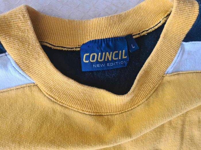 Sweat pull homme jaune et bleu taille L Council - photo numéro 3