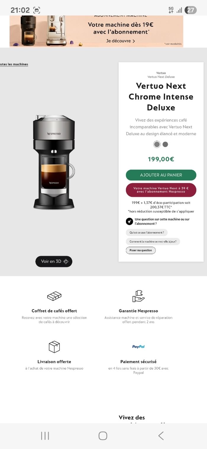 Cafetière Nespresso Next Vertuo Deluxe Intense Chrom - photo numéro 7