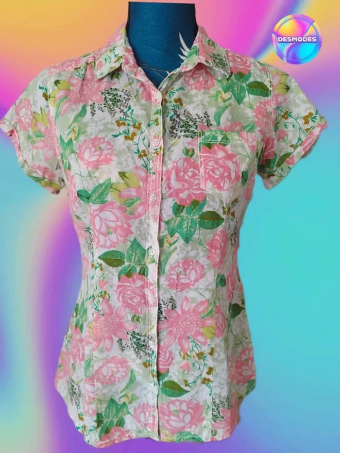 Chemise cintrée lotus fleurie - Drop Asie