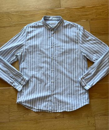 👔 Chemise homme classique blanche rayée bleu Ikks – Taille XL coupe slim coton – Très bon état
