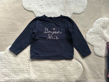 Pull bleu marine / Jacadi / Bonjour Paris / taille 4 ans