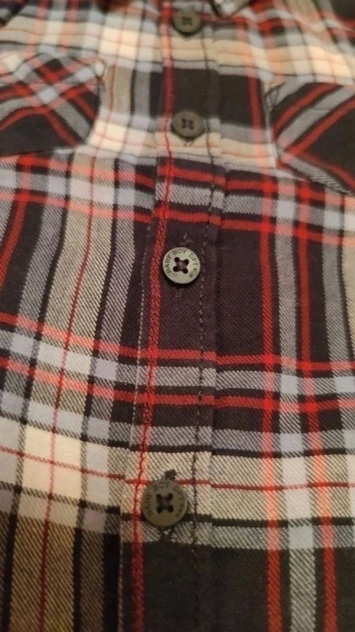 Chemise manches longues à carreaux style Camionneurs / Bûcherons T. 6 mois TAO 💮100% Coton - photo numéro 3