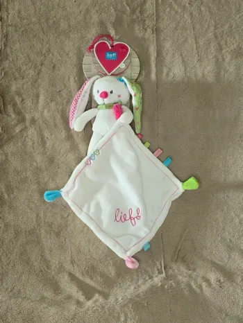 Peluche lapin avec carré doudou rose