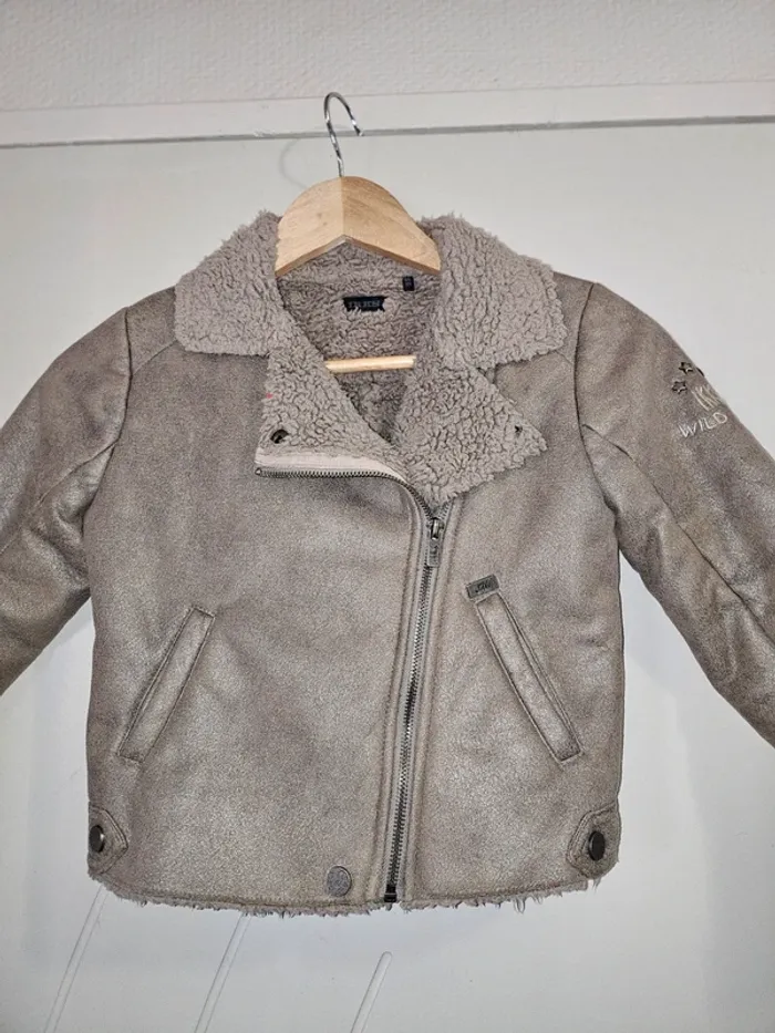 Blouson Perfecto fille beige pailletés IKKS 8 ans