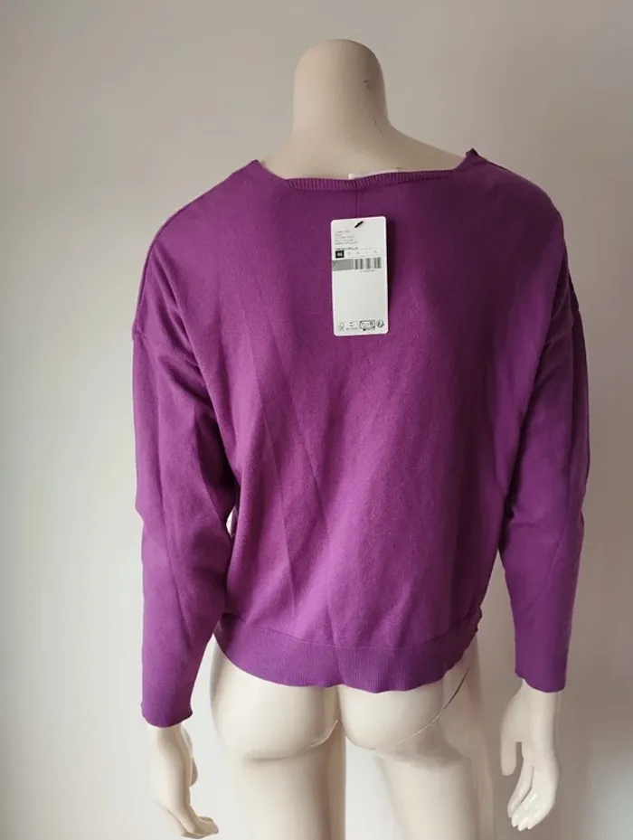Pull col v violet Cache Cache taille XS - photo numéro 3