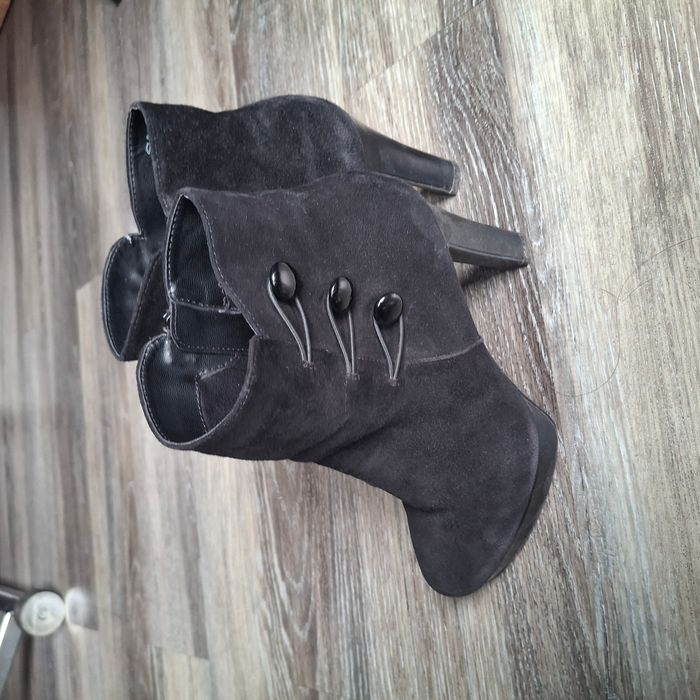 Bottines noires à talons en simili velours - Taille 39 -Alesya - photo numéro 2