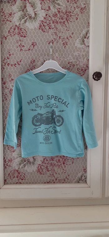 Tee shirt manches longues bleu turquois 4 ans