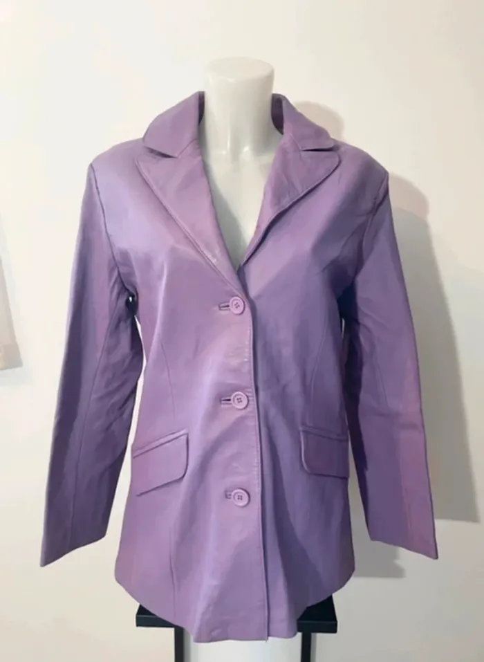 Veste en cuir lilas - photo numéro 2