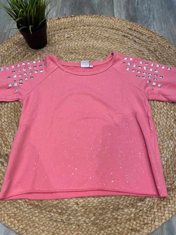 Pull fille rose pailletée 12 ans - photo numéro 2