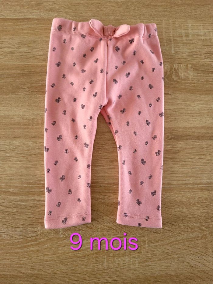 Pantalon jogging rose fleur 9 mois