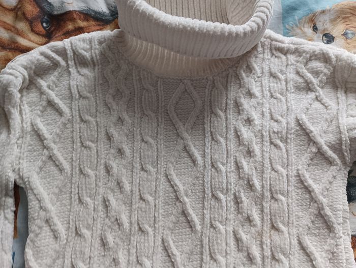 Pull épais en laine orchestra 10 ans couleur blanc à paillettes - photo numéro 3