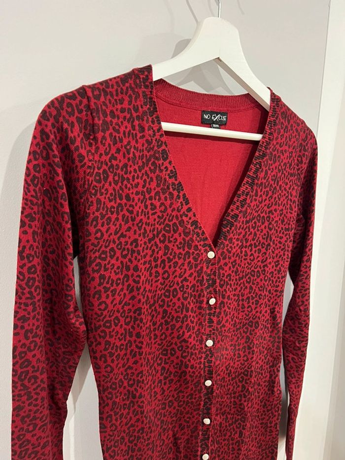 Gilet long tendance, bordeaux/leopard No Excuse 38/40 - photo numéro 2