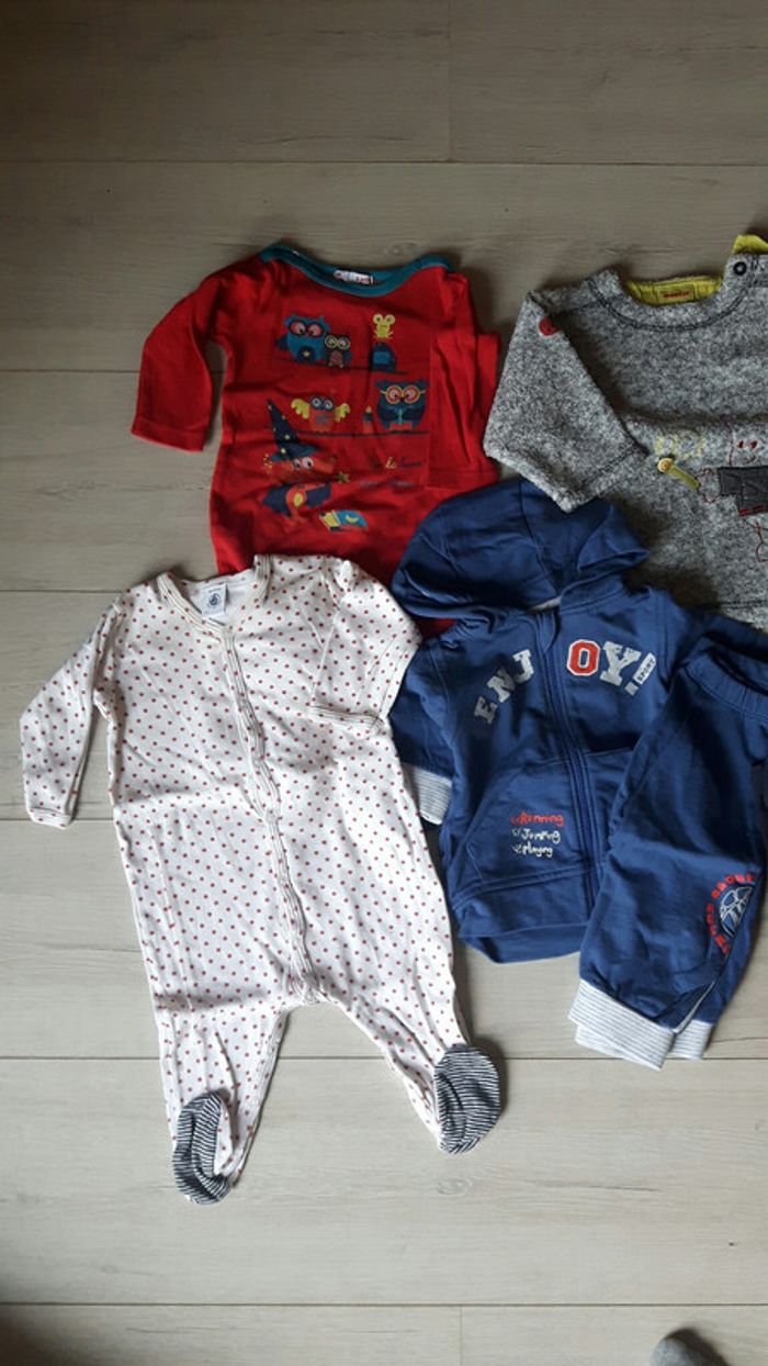 Lot garçon hiver 6 mois pull ensemble pyjamas salopette tee shirt - photo numéro 5